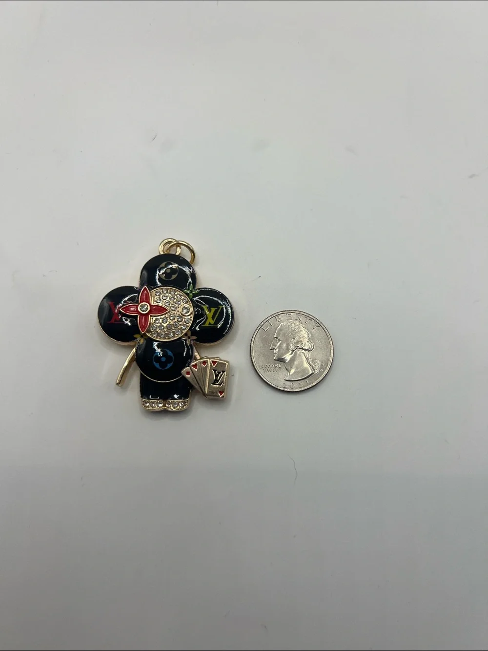 1436. Black Multicolor Monogram Flower Charm Key Holder